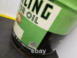 Vintage Rare 5 Gal Sterling Motor Oil Co Can Gas Quaker State 1930's Graphics