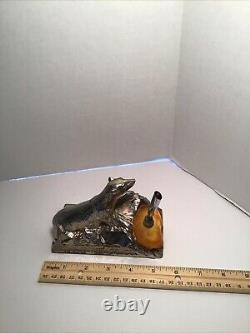 Vintage Rare Advertising Polar Bear Pen Holder, Consolidated Ice Co, Chrome
