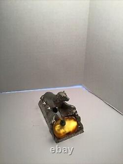Vintage Rare Advertising Polar Bear Pen Holder, Consolidated Ice Co, Chrome