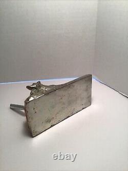 Vintage Rare Advertising Polar Bear Pen Holder, Consolidated Ice Co, Chrome