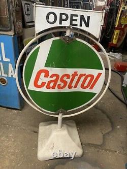 Vintage Rare Castrol Spinner Sign Open Closed Garage Mancave Advertising GTX Oil
