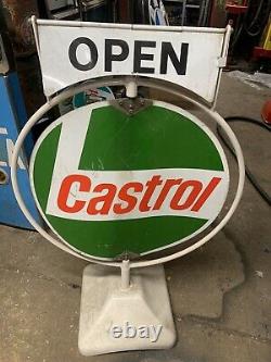 Vintage Rare Castrol Spinner Sign Open Closed Garage Mancave Advertising GTX Oil