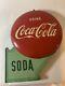 Vintage Rare Coca Cola Flange SODA Advertising Metal Sign Double Button Orig
