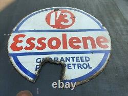 Vintage Rare Essolene Guaranteed Pure Petrol Enamel Esso Advertising Sign 30