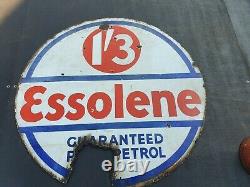 Vintage Rare Essolene Guaranteed Pure Petrol Enamel Esso Advertising Sign 30