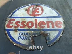 Vintage Rare Essolene Guaranteed Pure Petrol Enamel Esso Advertising Sign 30