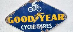 Vintage Rare Good Year Cycle Tyres Ad Rhombus Shape Porcelain Enamel Sign Board