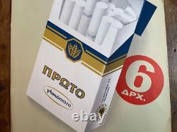 Vintage Rare Greek? Cigarettes Cardboard Sign Advert 1960s