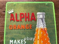 Vintage & Rare Greek Lanitis Plastic Sign Alpha Orange Makes Life Fun 1960s