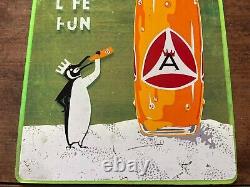 Vintage & Rare Greek Lanitis Plastic Sign Alpha Orange Makes Life Fun 1960s