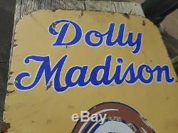 Vintage Rare HTF 2-Sided DSP PORCELAIN Dolly Madison Ice Cream Advertising SIGN