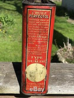 Vintage Rare HTF Red Hat Perfectol Motor Oil Slim Oil Can Gas Oil Soda