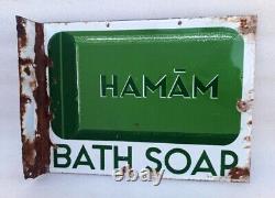 Vintage Rare Hamam Bath Soap TATA 501 Soap Double Sided Ad Porcelain Enamel Sign