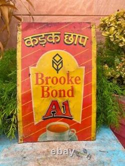 Vintage Rare Hand Forged Litho Print Tea Brand BROOKE BOND Adv Tin Sign Board