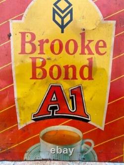 Vintage Rare Hand Forged Litho Print Tea Brand BROOKE BOND Adv Tin Sign Board
