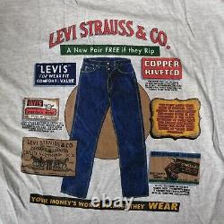 Vintage Rare LEVI Strauss & Co. LEVIS Jeans Advertising BIG E SHIRT USA Large