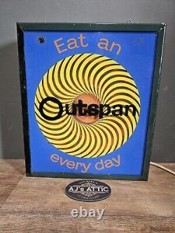 Vintage Rare Metal Light Up Sign'Eat An Outspan Every Day