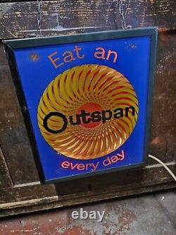 Vintage Rare Metal Light Up Sign'Eat An Outspan Every Day