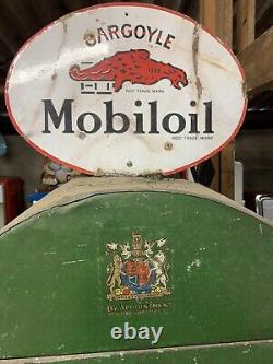 Vintage Rare Mobiloil Oil Cabinet Garage Enamel Sign Mobil