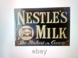 Vintage Rare Nestle's Swiss Milk The Richest In Cream Enamel Sign