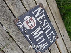 Vintage Rare Nestle's Swiss Milk The Richest In Cream Enamel Sign