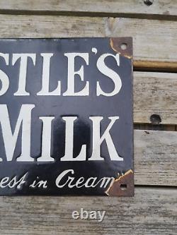 Vintage Rare Nestle's Swiss Milk The Richest In Cream Enamel Sign