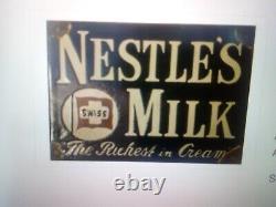Vintage Rare Nestle's Swiss Milk The Richest In Cream Enamel Sign
