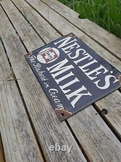 Vintage Rare Nestle's Swiss Milk The Richest In Cream Enamel Sign