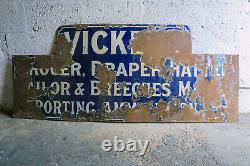 Vintage Rare Old Antique Enamel Metal Shop Sign Vickery's Somerset