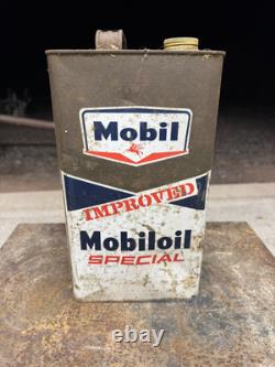 Vintage Rare Old Mobil Gallon Can Automobilia Oil Tin