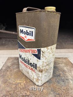 Vintage Rare Old Mobil Gallon Can Automobilia Oil Tin