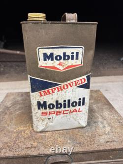Vintage Rare Old Mobil Gallon Can Automobilia Oil Tin