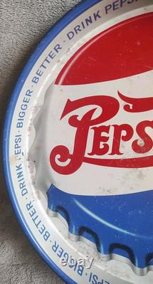 Vintage Rare Original 13 Metal Pepsi Advertising Tray Bigger Better DRINK PEPSI