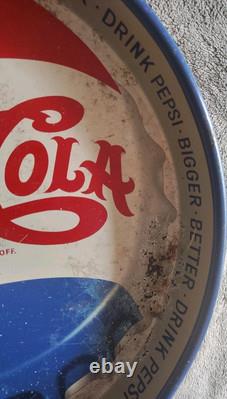 Vintage Rare Original 13 Metal Pepsi Advertising Tray Bigger Better DRINK PEPSI