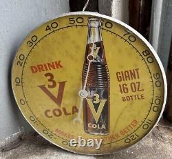 Vintage Rare Original 1960 PAM 3-V COLA advertising thermometer Soda Pop Sign