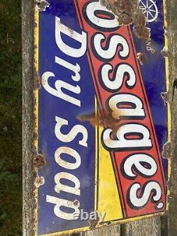 Vintage& Rare Original GOSSAGE'S DRY SOAP Enamel Sign Advertising Sign 23 x 12