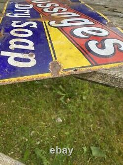Vintage& Rare Original GOSSAGE'S DRY SOAP Enamel Sign Advertising Sign 23 x 12