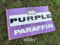 Vintage Rare Purple Crown Enamel Sign Advertising Petrol Oil Old Double Sided