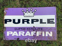 Vintage Rare Purple Crown Enamel Sign Advertising Petrol Oil Old Double Sided