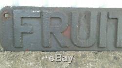 Vintage Rare Railway Fruit Wagons Cast Iron Sign (not Enamel) Original/heavy