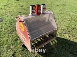 Vintage Rare Shell X100 Oil Can Bottle Display Petrol Pump Rack Trolley