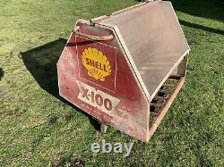 Vintage Rare Shell X100 Oil Can Bottle Display Petrol Pump Rack Trolley