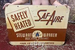 Vintage Rare Stewart Warner Gas Home Heating Double-Sided Garage Sign