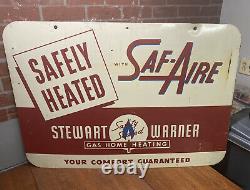 Vintage Rare Stewart Warner Gas Home Heating Double-Sided Garage Sign