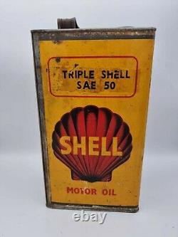 Vintage Rare Triple Shell 1 Gallon Oil Tin Can Motoring Automobilia Garage Barn