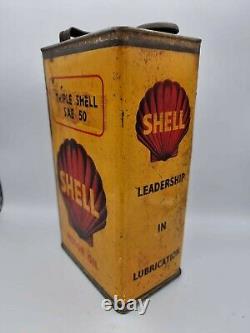 Vintage Rare Triple Shell 1 Gallon Oil Tin Can Motoring Automobilia Garage Barn