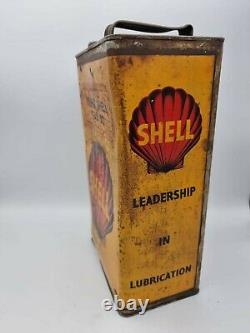 Vintage Rare Triple Shell 1 Gallon Oil Tin Can Motoring Automobilia Garage Barn