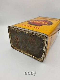 Vintage Rare Triple Shell 1 Gallon Oil Tin Can Motoring Automobilia Garage Barn