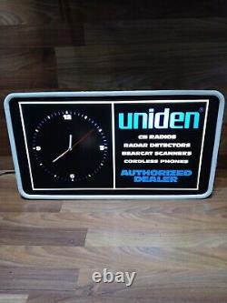 Vintage Rare Uniden Authorized Dealer Advertising Lighted Clock Sign 24×13×4