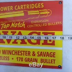 Vintage Savage Bullets Porcelain Sign. 30-30 Winchester Smokeless Remington Rare